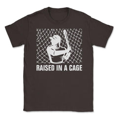 Funny Baseball Batter Raised In A Cage Baseball Player Gag graphic - Brown