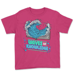 Waves of Knowledge Book Reading is Knowledge graphic Youth Tee - Heliconia