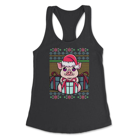 Pig Ugly Christmas Sweater Style Funny Women's Racerback Tank