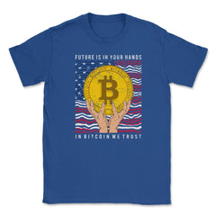 Patriotic Bitcoin USA Flag Grunge Retro In Bitcoin We Trust graphic - Royal Blue