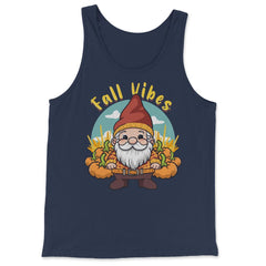Fall Vibes Cute Gnome with Pumpkins Autumn Graphic product - Tank Top - Navy