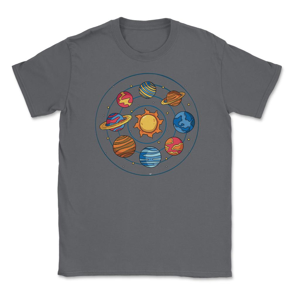 Solar System Planets Funny Planets Pluto Included Gift graphic Unisex - Smoke Grey