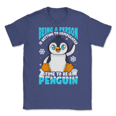Time to Be a Penguin Happy Penguin with Snowflakes Kawaii print - Purple