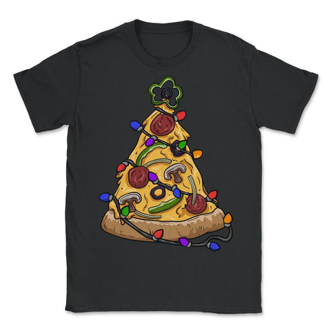Christmas Pizza Tree Funny Pizza Lovers Pepperoni & Veggies graphic - Unisex T-Shirt - Black