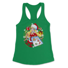 Anime Christmas Santa Girl with Xmas Cookies Cosplay Funny print - Kelly Green