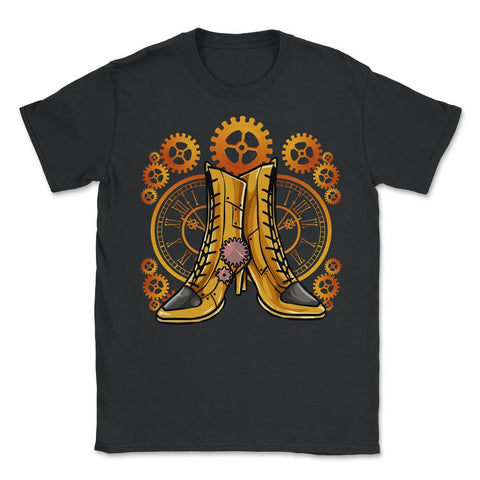 Steampunk Gears Female Boots - Unique Style For The Bold graphic - Unisex T-Shirt - Black