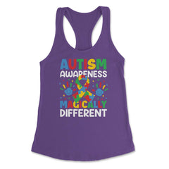 Autism Awareness Magically Different graphic Women's Racerback Tank - Purple
