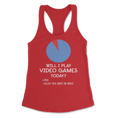 Funny Gamer Will I Play Video Games Today Pie Chart Humor graphic - Red