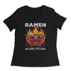 Devil Ramen Bowl Halloween Spicy Hot Graphic graphic - Women's V-Neck Tee - Black