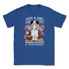 Just a Girl Who Loves Anime Ramen & Sketching For Women Girl design - Royal Blue