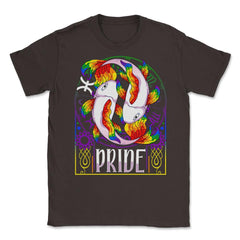 Gay Zodiac LGBTQ Zodiac Sign Pisces Rainbow Pride print Unisex T-Shirt - Brown
