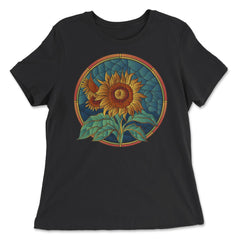 Stained Glass Art Sunflower Colorful Glasswork Design design - Women's Relaxed Tee - Black