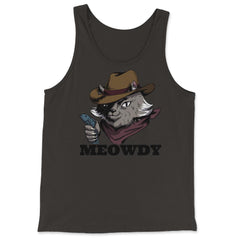 Meowdy Funny Mashup Between Meow and Howdy Cat Meme design - Tank Top - Black