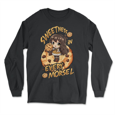 Anime Dessert Chibi with Chocolate Chips Cookies Graphic design - Long Sleeve T-Shirt - Black