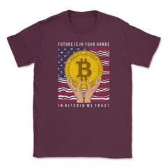 Patriotic Bitcoin USA Flag Grunge Retro In Bitcoin We Trust graphic - Maroon