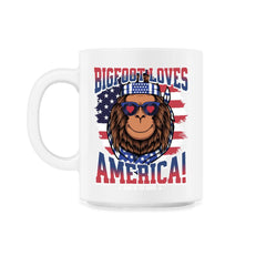 Patriotic Bigfoot Loves America! 4th of July design - 11oz Mug - White