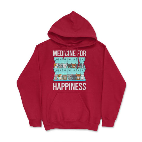Funny Cat Lover Pet Owner Medicine For Happiness Humor graphic Hoodie - Red