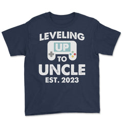 Funny Gamer Uncle Leveling Up To Uncle Est 2023 Gaming graphic Youth - Navy