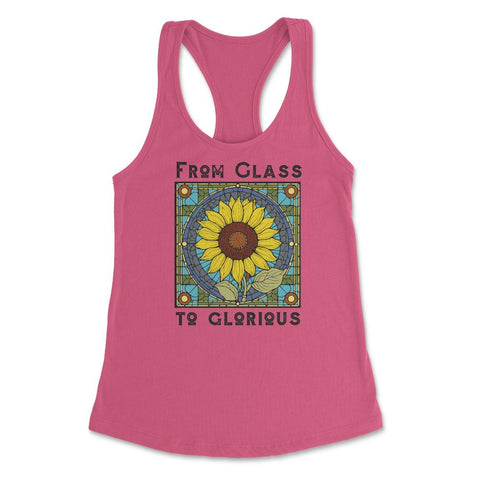 Stained Glass Art Sunflower Colorful Glasswork Design product Women's - Hot Pink