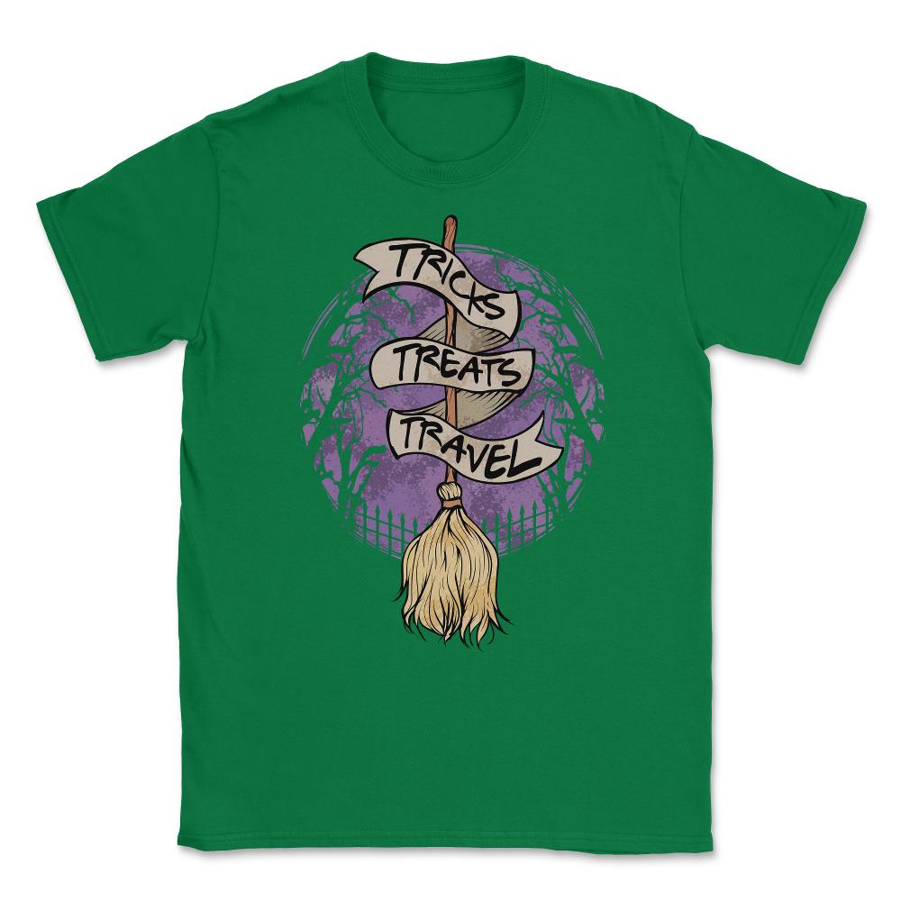 Halloween Witch Broom Fun Gift print Unisex T-Shirt - Green
