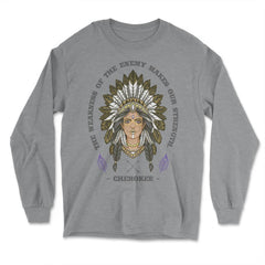 Chieftess Peacock Feathers Motivational Native Americans design - Long Sleeve T-Shirt - Grey Heather