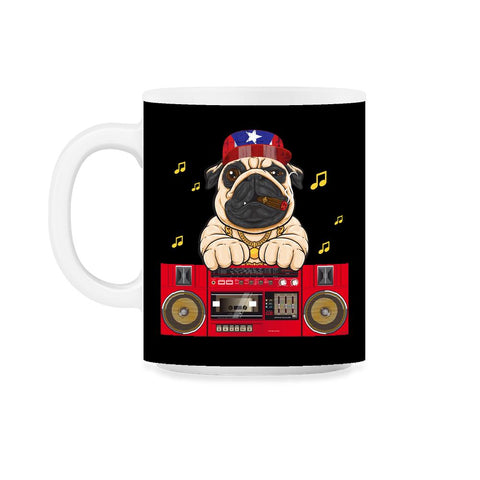 Boricua Pug & Puerto Rico Flag Cap Funny T-Shirt  11oz Mug