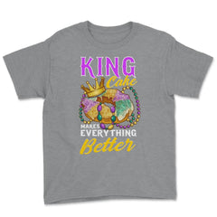 Mardi Gras King Cake Makes Everything Better Funny product Youth Tee - Grey Heather