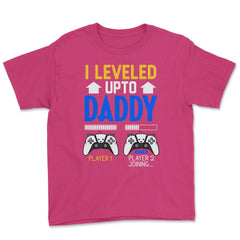 Funny Dad Leveled Up to Daddy Gamer Soon To Be Daddy graphic Youth Tee - Heliconia
