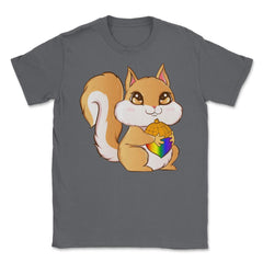 Gay Pride Kawaii Squirrel with Rainbow Nut Funny Gift design Unisex - Smoke Grey