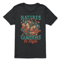 Pollinator Butterfly & Flowers Cottage core Aesthetic product - Premium Youth Tee - Black