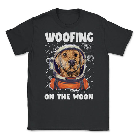 Labrador Astronaut Woofing on the Moon Lab Puppy print Unisex T-Shirt - Black