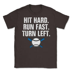 Funny Baseball Player Athlete Hit Hard Run Fast Turn Left design - Brown