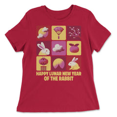 Happy Lunar New Year of the Rabbit 2023 Chinese Tiles print - Women's Relaxed Tee - Red