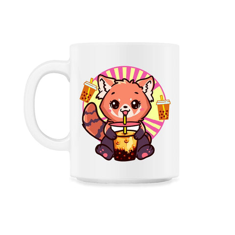 Kawaii Red Panda Drinking Boba Tea Bubble Tea print 11oz Mug