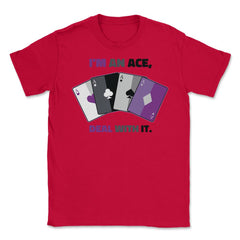 Asexual I’m an Ace, Deal with It Asexual Pride print Unisex T-Shirt - Red