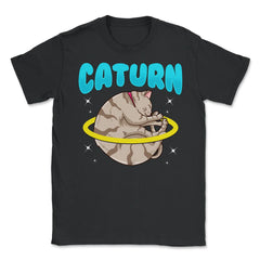 Caturn Cat in Space Planet Saturn Kitty Funny Design design Unisex - Black