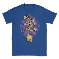 Halloween Witch Broom Fun Gift print Unisex T-Shirt - Royal Blue
