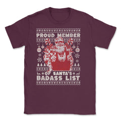 Ugly Christmas product Style Proud Member Santa Badass List print - Maroon