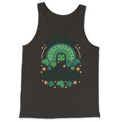 Lucky To Be a Teacher St Patrick’s Day Boho Rainbow graphic - Tank Top - Black