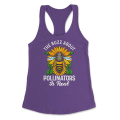 Pollinator Bee & Sunflowers Cottage Core Aesthetic print Women's - Purple