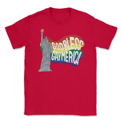 God Bless Gaymerica Statue Of Liberty Rainbow Pride Flag design - Red