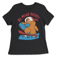 No more Rules! Hilarious Kawaii Platypus Skateboarding product - Women's Relaxed Tee - Black
