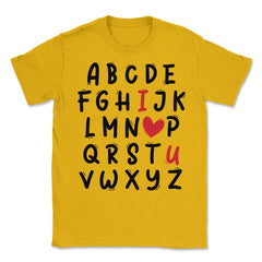 ABC I Love U Heart Valentine's Day I Love You Alphabet design Unisex - Gold