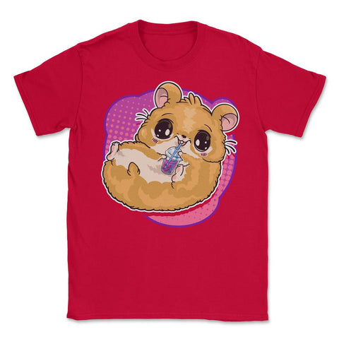 Boba Tea Bubble Tea Cute Kawaii Hamster Gift product Unisex T-Shirt - Red