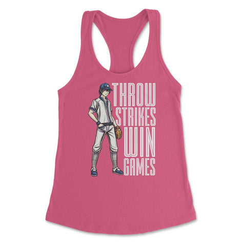 Pitcher Throw Strikes Win Games Baseball Player Pitcher product - Hot Pink