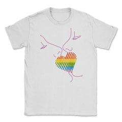 Rainbow Flag Kiss Gay Pride product Unisex T-Shirt - White