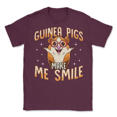 Guinea Pigs Make Me Smile Funny and Cute Cavy Lovers Gift  graphic - Maroon