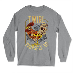 Steampunk Rooster Twirl Yourself Up Graphic graphic - Long Sleeve T-Shirt - Grey Heather