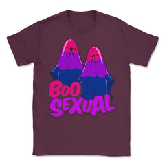 Boo Sexual Bisexual Ghost Pair Pun for Halloween print Unisex T-Shirt - Maroon
