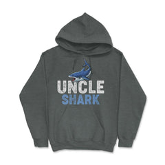 Funny Uncle Shark Cute Matching Birthday Shark Lover print Hoodie - Dark Grey Heather